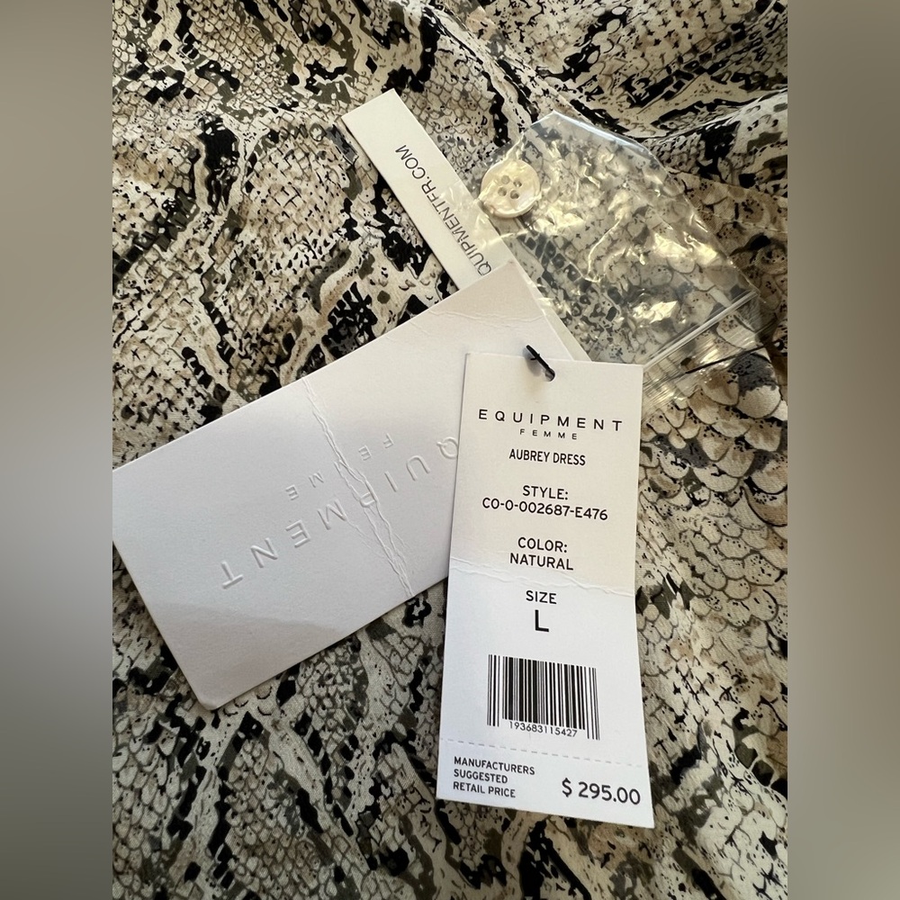 NWT Equipment femme Aubrey dress large L snake mini lightweight Animal Print - Picture 9 of 11